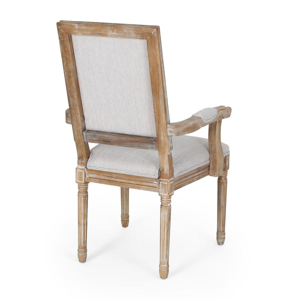 English Elm Christopher Knight Home® - Upholstered Dining Chair Set of 2 with Rubber Wood Legs, French Country Queen Anne Style Comfort and Flair Light Grey+Natural 71239.00LGRYNTL