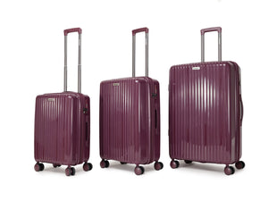 English Elm Luggage 3 Piece Pp Hard Shell Travel Set with Spinner Wheels Expandable Carry On Dark Purple T3292P317020