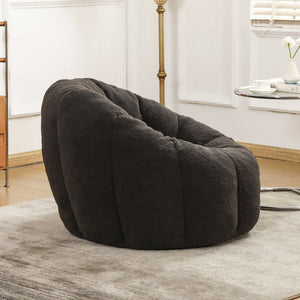English Elm Bean Bag Lounge Chair Faux Fur Memory Foam Armrests Ergonomic Seat for Adults Dark Gray W2200P239870