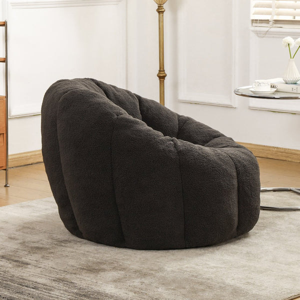 English Elm Bean Bag Lounge Chair Faux Fur Memory Foam Armrests Ergonomic Seat for Adults Dark Gray W2200P239870