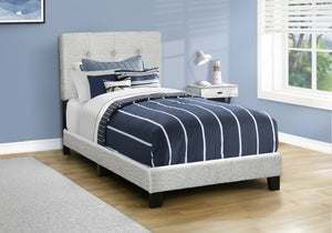 English Elm Bed, Twin Size Upholstered Frame In Light Grey Boucle - Stylish Transitional Design For Youth Rooms B2710P287050
