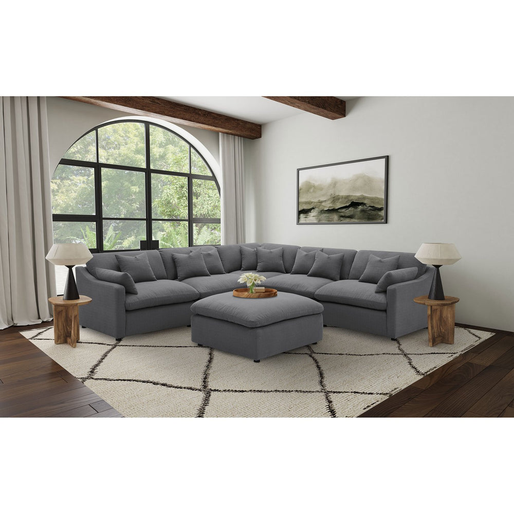 English Elm Charcoal Six Piece Modular Sectional with Feather Blend Cushions for Spacious Living Rooms B062S01831