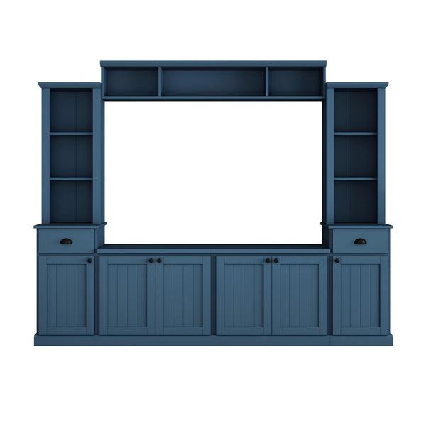 English Elm Minimalist Modular Wall Unit Four Piece Entertainment System Fits Tvs up to 75 Inches SD000031AAC
