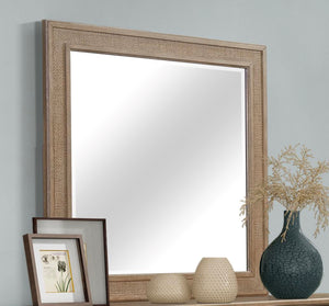 English Elm Sand Rectangle Wood Mirror with Beveled Glass and Rubberwood Frame, Dresser-Mount, Warm Finish Sand 44.25 L x 46.75 W x 3.5 H B2699P266476