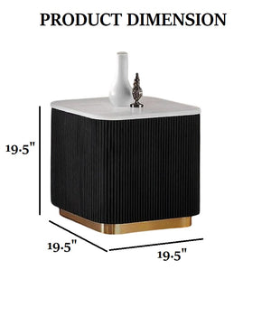 English Elm 3pc Modern Living Room Table Set with Open Bottom Shelf and Plinth Base in Medium Finish, Stylish centerpiece for seating areas Black,Gold,White 38 L x 38 W x 17 H B2741S00655