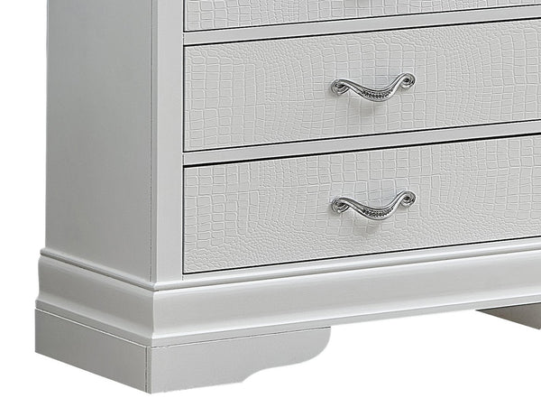 English Elm Lorana Silver Champagne Croc Textured Chest with Generous Storage, Sleek Wood Veneer Design Champagne 37 L x 59 W x 18 H B078108362