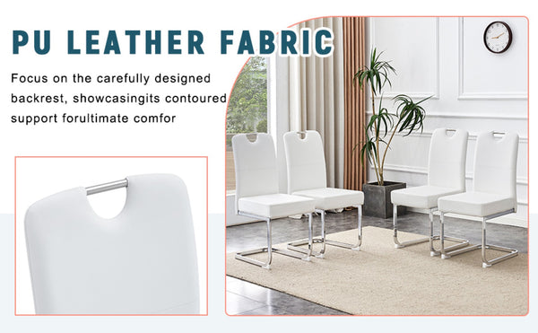 English Elm Set Of 4 White Ergonomic Dining Chairs With Thick Cushion, Built-In Springs For Ultimate Comfort W3226P279079-GIGA