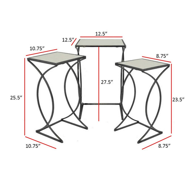 English Elm Buckley Black Metal Plant Stand with Mirrored Shelves for Glam Living Room Decor B056P416872