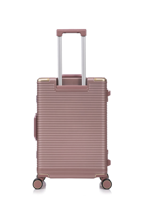 English Elm Luggage Set 3 Piece Polycarbonate Aluminum Frame Hard Shell Travel Suitcases with Lock Rose Gold T3292P361541
