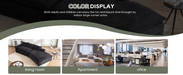 English Elm Modern Minimalist Modular Sectional Sofa - Versatile Upholstered Cloud Couch With Right Chaise In Black W2959S00012