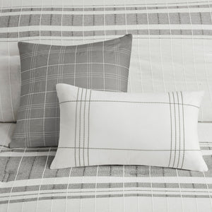 English Elm 6 Piece Cotton Jacquard Comforter Set - Oversized King Bedding With Decorative Pillows & Bedskirt B035128775