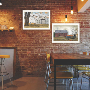 English Elm Trendy Decor 4u Billy Jacobs Farmhouse Barn Scene 2 Piece White Framed Wall Art B067P254113