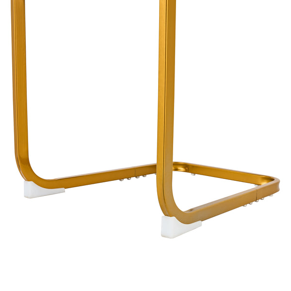 English Elm Modern Pu Leather Cantilever Dining Chairs Set of 4 with Steel Arc Frame for Kitchen Black+Gold W5123P454213