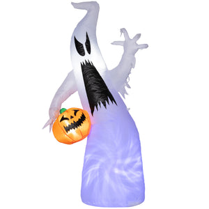 English Elm Homcom 5.9' Inflatable Ghost & Pumpkin Yard Decor - Led Halloween Decoration, Waterproof, Easy Setup! W2225P229471
