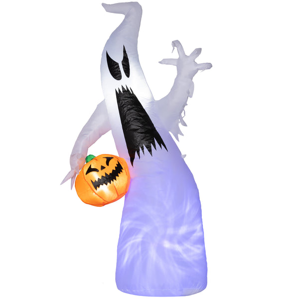 English Elm Homcom 5.9' Inflatable Ghost & Pumpkin Yard Decor - Led Halloween Decoration, Waterproof, Easy Setup! W2225P229471