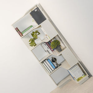English Elm 90cm L-shaped Corner Bookshelf Five Tier Open Storage for Office Bedroom Living Room W2899P444148
