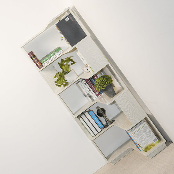 English Elm 90cm L-shaped Corner Bookshelf Five Tier Open Storage for Office Bedroom Living Room W2899P444148