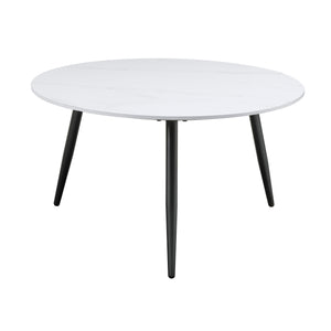 English Elm Modern Nesting Cocktail Tables 3-Piece Occasional Set with Sintered Stone Tops and Metal Legs, Compact Stylish Design Black,White 35 L x 35 W x 5.5 H B011P232143