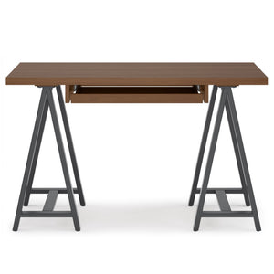 English Elm Sawhorse Retro-Industrial Small Desk - Handcrafted Walnut Veneer With Metal Legs For Modern Spaces B136P159594-GIGA