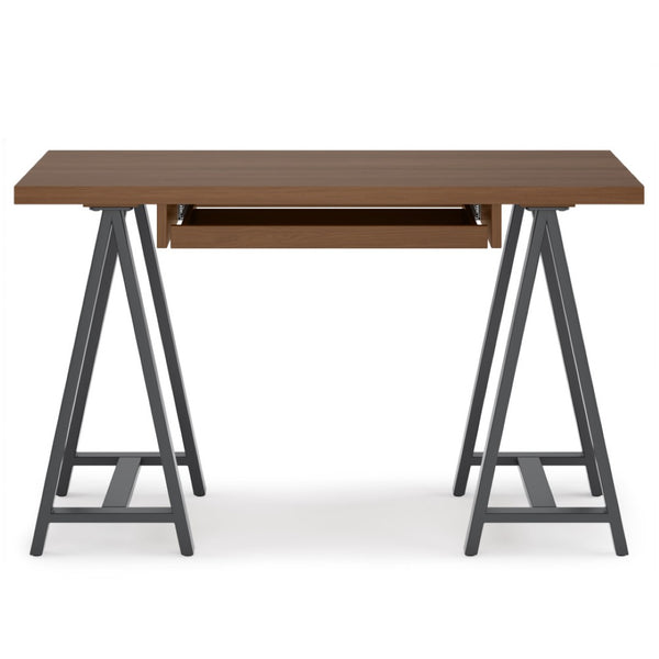English Elm Sawhorse Retro-Industrial Small Desk - Handcrafted Walnut Veneer With Metal Legs For Modern Spaces B136P159594-GIGA