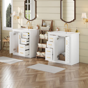 English Elm 60'' Bathroom Vanity Set With Soft-Close Drawers, Elegant Ceramic Sink & Ample Storage Space N710SS00002K