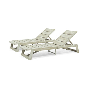 English Elm Christopher Knight Home® - Maki Chaise Lounge Set Of 2 – Stylish Outdoor Comfort With Weather-Resistant Acacia Wood Design 70998.00LGRY