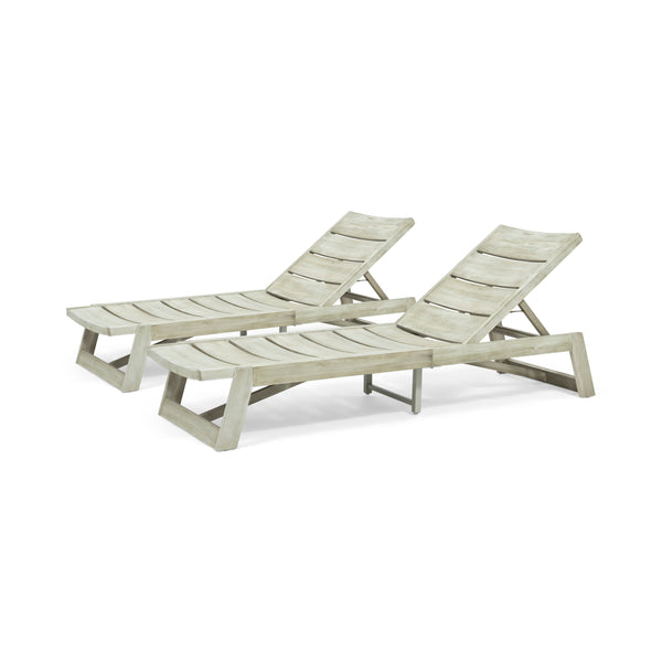 English Elm Christopher Knight Home® - Maki Chaise Lounge Set Of 2 – Stylish Outdoor Comfort With Weather-Resistant Acacia Wood Design 70998.00LGRY