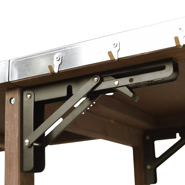 English Elm 54.33" Farmhouse Outdoor Kitchen Cart Solid Fir Frame Steel Top Storage Bbq Prep Brown N767P379702D