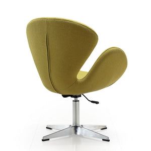English Elm Raspberry Upholstered Swivel Lounge Chair with Adjustable Height, Polished Chrome Base & Modern Seat Design Green B365P397961
