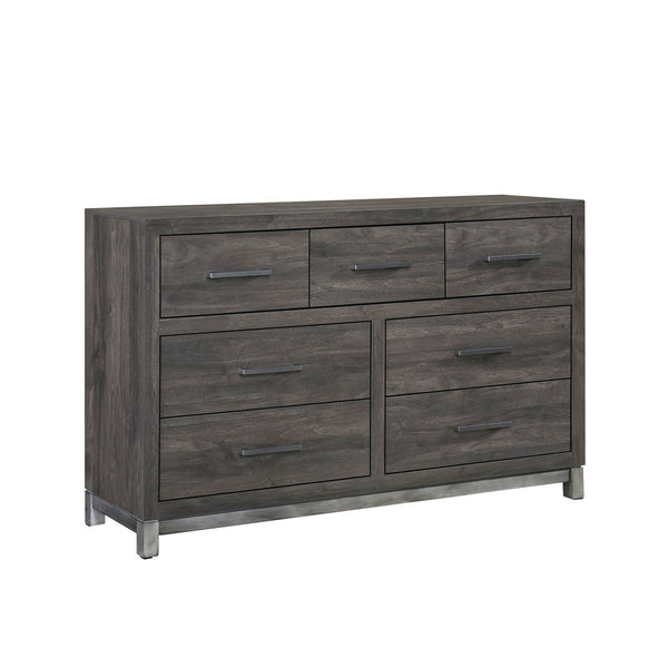 English Elm Modern Two-tone Melamine 7-drawer Dresser with Silver Accents for Stylish Bedrooms B011P255195