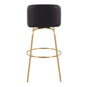 English Elm Toriano 30" Modern Barstools Set Of 2 - Stylish Swivel Black Faux Leather & Gold Metal Design B202S00686-GIGA