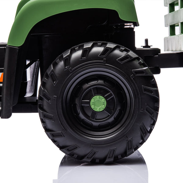 English Elm Ride on Electric Tractor Toy with Trailer 24v 400w Dual Motors Remote Control Led Emerald W1578P193905