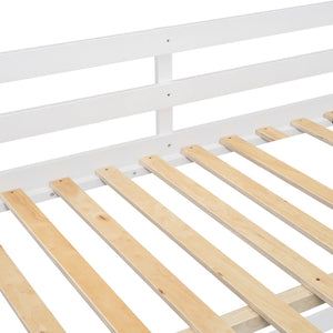 English Elm Full Over Bunk Bed with Four Drawers Three Shelves Pine and Mdf Kids Frame White LT000267AAK-1