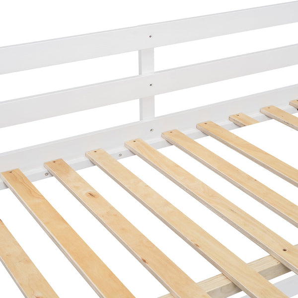 English Elm Full Over Bunk Bed with Four Drawers Three Shelves Pine and Mdf Kids Frame White LT000267AAK-1