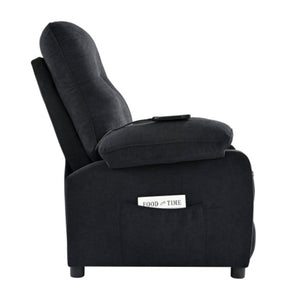 English Elm 019-160°recliner Plush Chenille Push Back Chair with Massage Heating for Seniors Black W2636P286683
