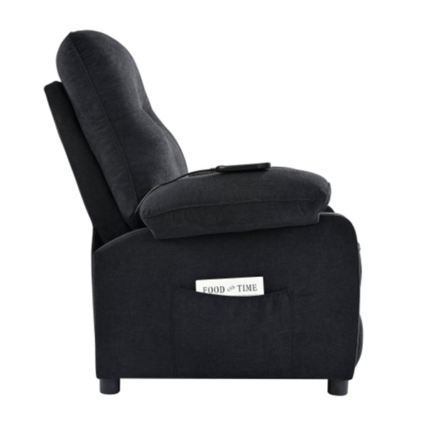 English Elm 019-160°recliner Plush Chenille Push Back Chair with Massage Heating for Seniors Black W2636P286683
