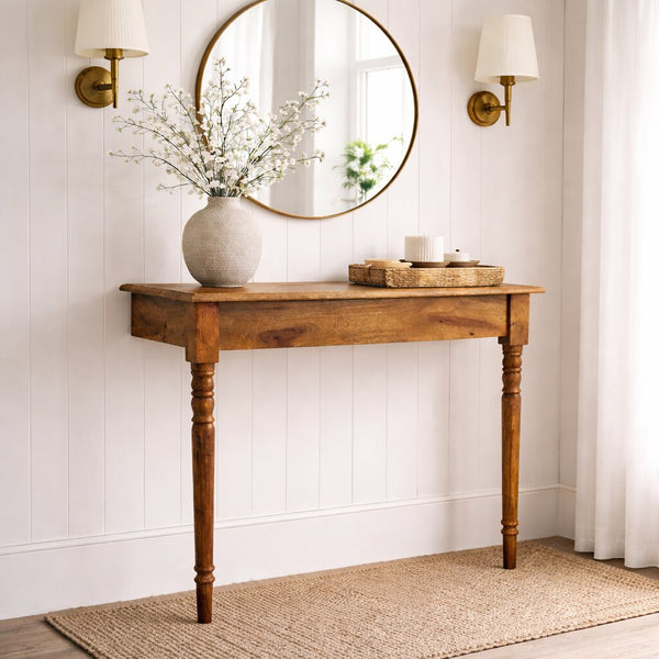 English Elm Solid Wood Regency Console Wall Mounted Entryway Shelf with Open Radiator Cover B182P490924