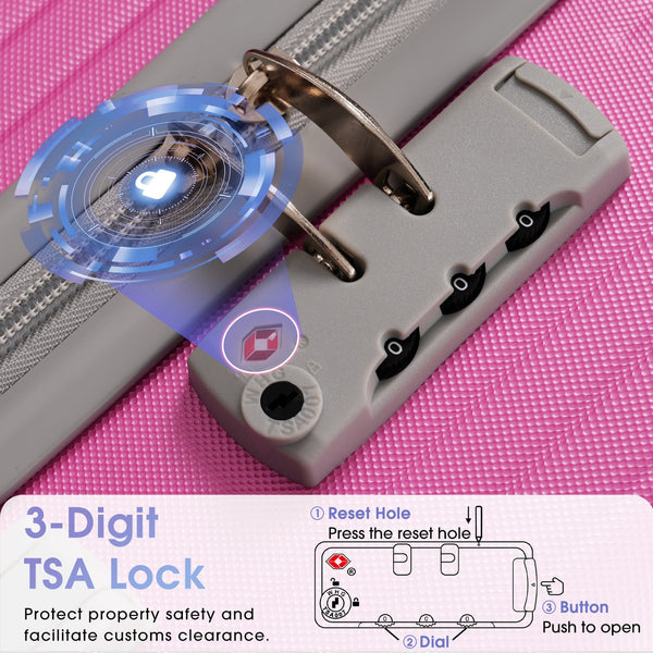 English Elm Luggage 3 Piece Hardshell Abs Set with Spinner Wheels Tsa Lock Travel Ready Pink N730P304620P