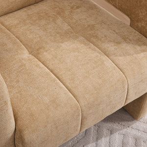 English Elm Modern Chenille Armchair with Ergonomic Curved Armrests, 500lb Capacity, Nordic Minimalist Accent Chair for Living Room Mustard yellow W395P380518