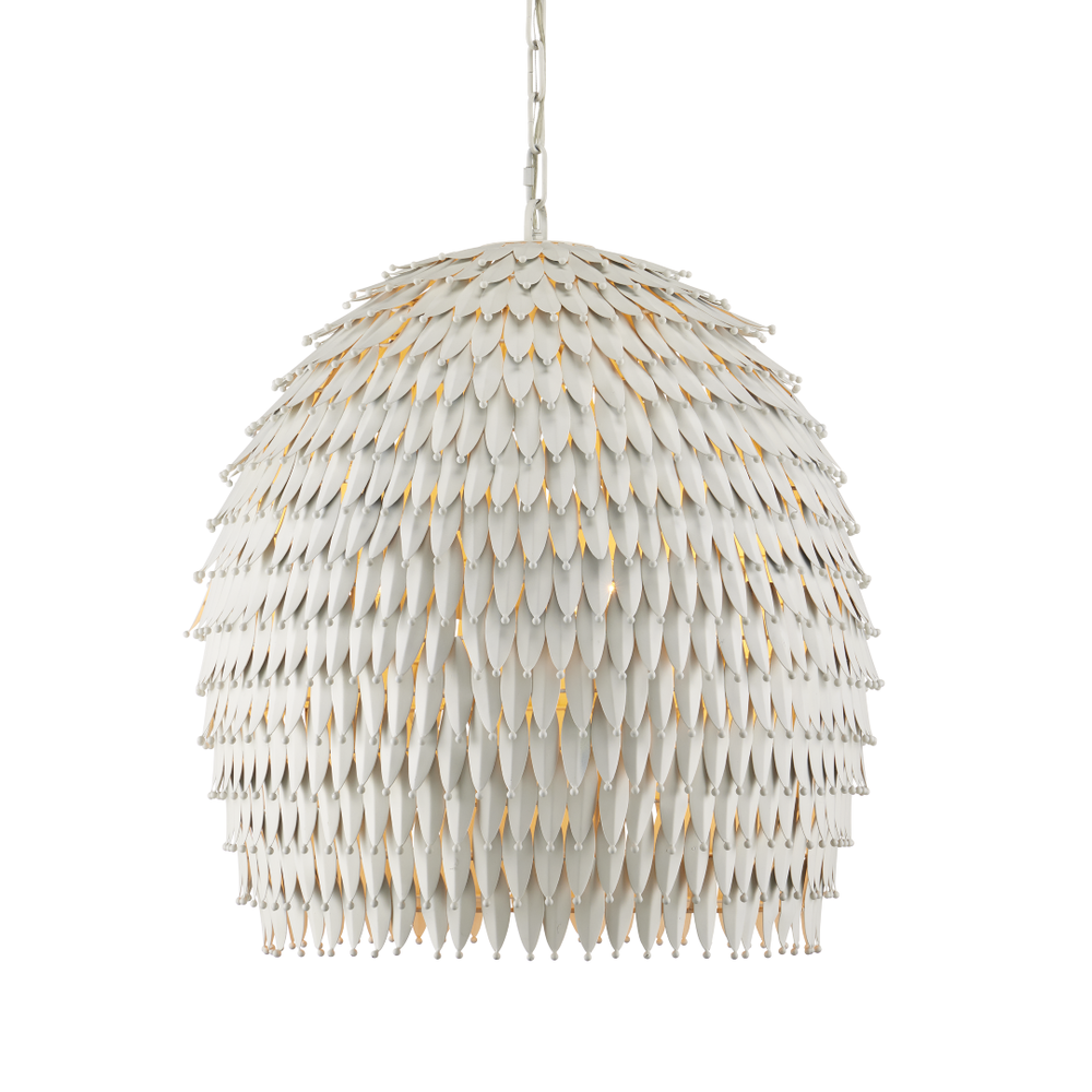 Overlay Pendant: Artisanal White Dome Light Fixture with Fluted Edges for Bohemian Elegance