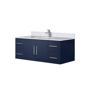 English Elm Navy 48" Bath Vanity with Carrara Marble Top, Soft-Close Drawers, Chrome Faucet, Ample Storage B2731P258648
