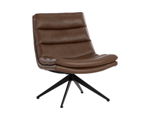 Sunpan Keller Swivel Lounge Chair - Luxurious Mid-Century Modern Design with Genuine Italian Leather Comfort Missouri Mahogany Leather