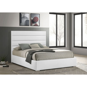 English Elm Talbot Cream Fabric Eastern King Platform Bed Tall Padded Headboard Modern Suite B062S01511