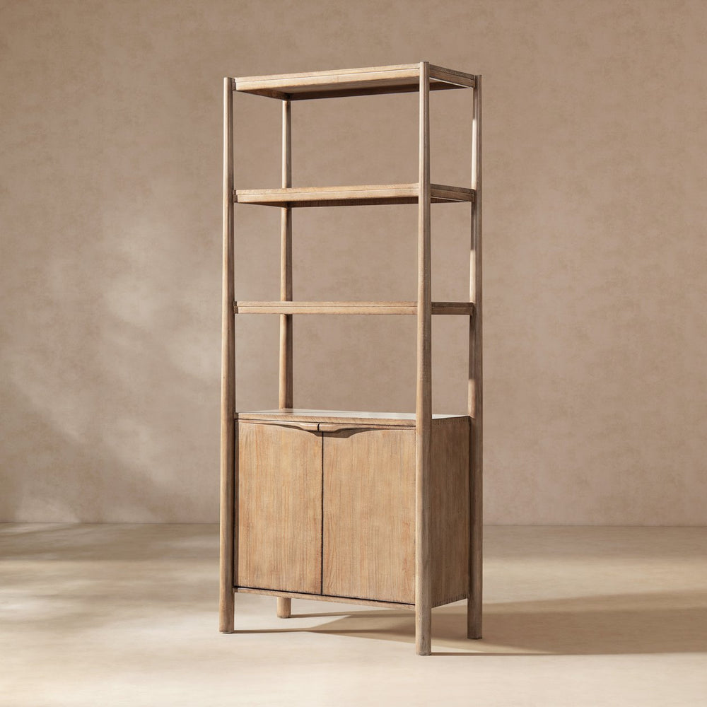 English Elm Nolan Tall Reclaimed Pine Bookcase with Lower Cabinet for Living Room or Office B2719P485505