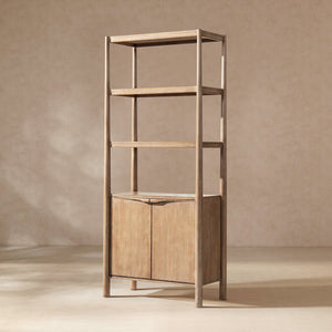 English Elm Nolan Tall Reclaimed Pine Bookcase with Lower Cabinet for Living Room or Office B2719P485505