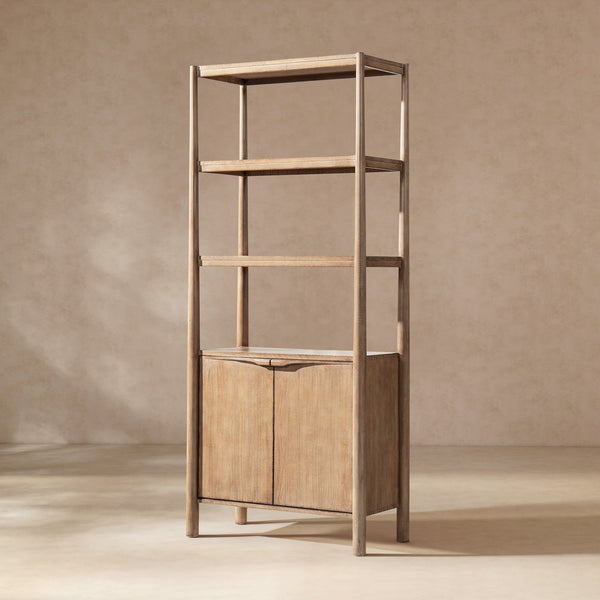 English Elm Nolan Tall Reclaimed Pine Bookcase with Lower Cabinet for Living Room or Office B2719P485505