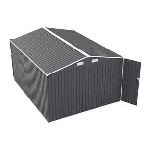 English Elm Campcraft Metal Storage Shed 10x14 Ft with Lockable Doors Vented Sloped Roof Backyard W1598S00035