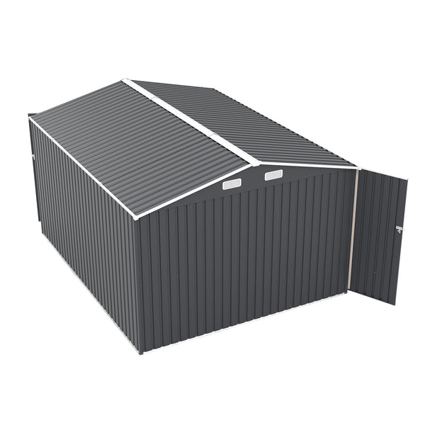 English Elm Campcraft Metal Storage Shed 10x14 Ft with Lockable Doors Vented Sloped Roof Backyard W1598S00035