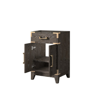 English Elm Brown Oak Single Bath Vanity - Elegant 20" Modern Design With Soft-Close Hinges & Ample Storage B2731P259728