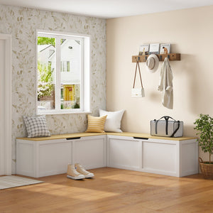 English Elm Right-angle Corner Storage Bench Nordic Two-tone Wood Seat for Compact Dining Spaces W5026P429576
